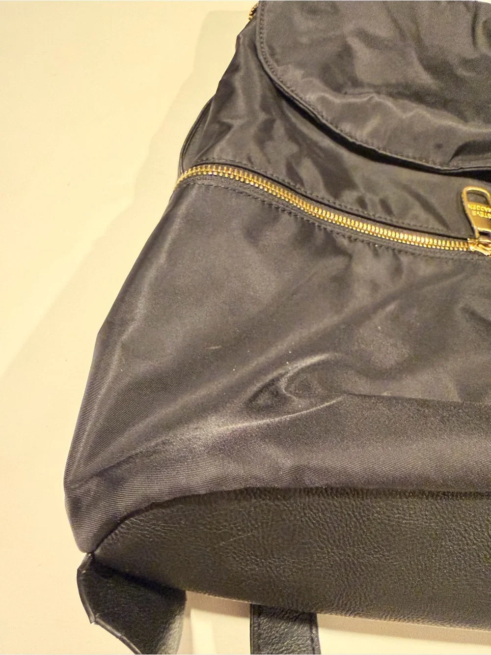 Steve Madden Bspencer Black Nylon Flap Backpack - Gold Hardware
